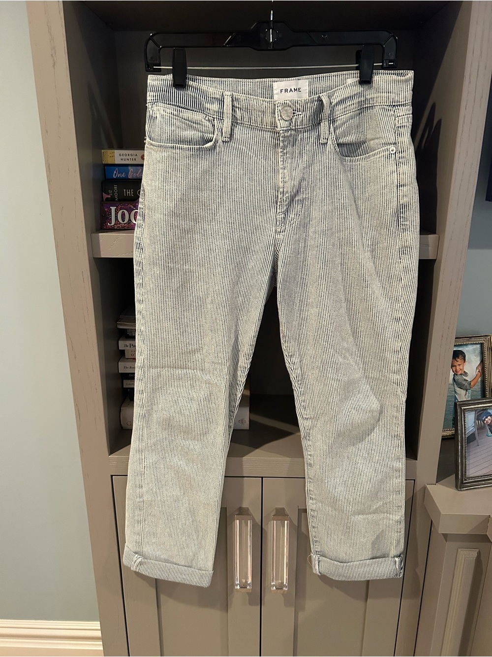 Frame Denim Light Gray Pinstripe Womens Jeans